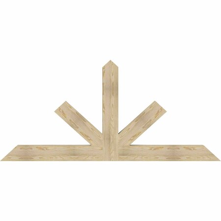 Ekena Millwork Saratoga Rough Sawn Timber Gable Bracket, Douglas Fir, 84"W x 38"H x 4"D x 6"F, 11/12 Pitch GBW084X38X0406SAR00RDF